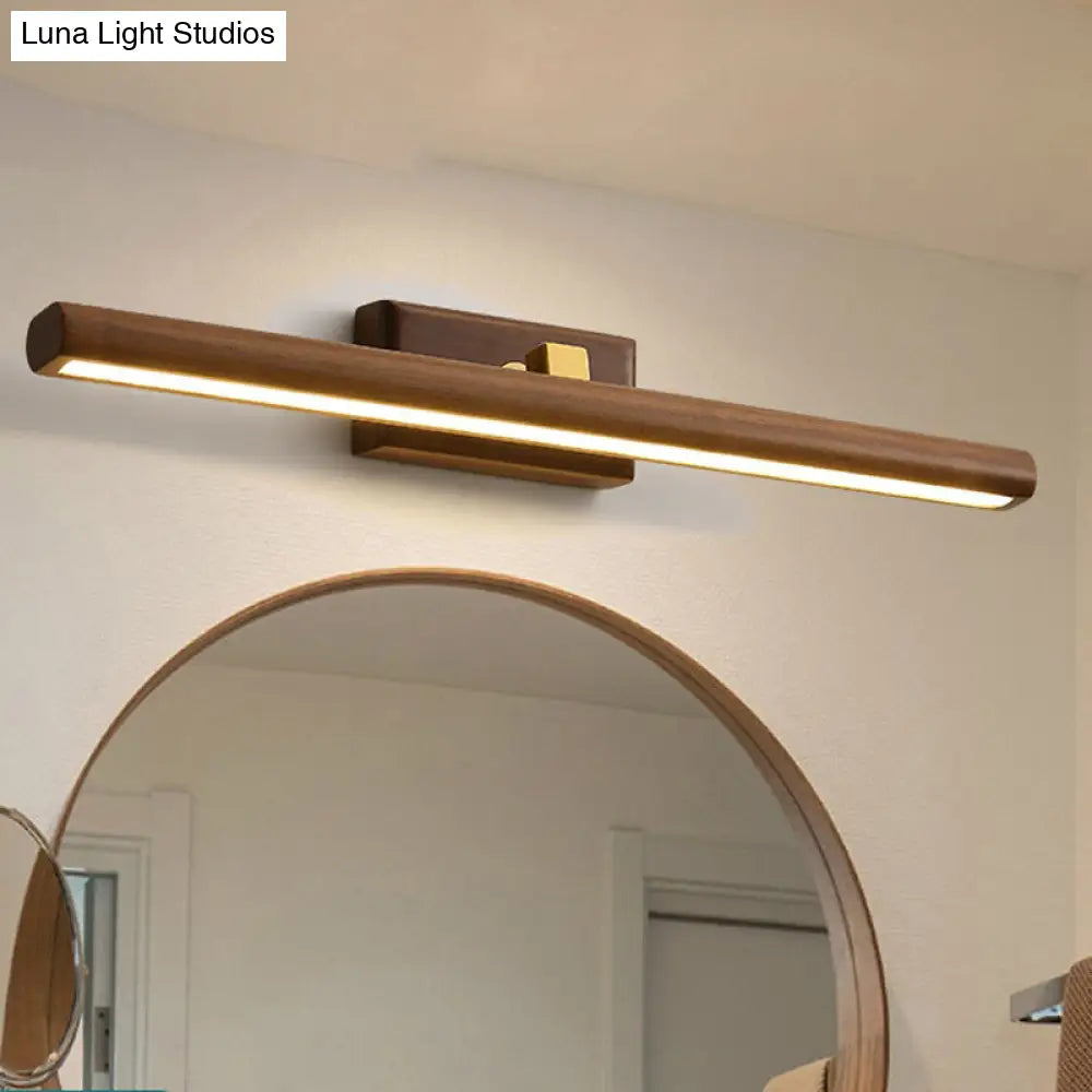 Scandinavische Wandlamp met Houten Accenten en Acryl Kap – Moderne LED Badkamerverlichting in Donker Hout | Sansoti