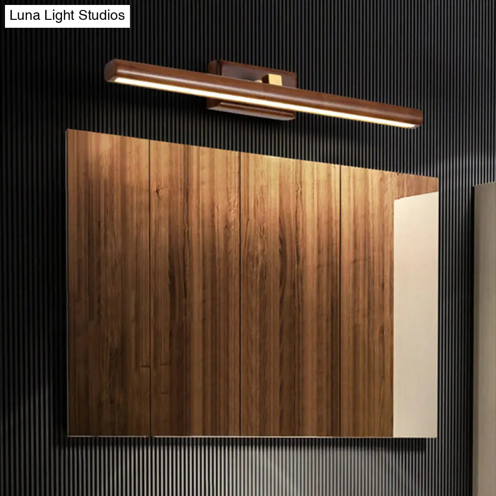 Scandinavische Wandlamp met Houten Accenten en Acryl Kap – Moderne LED Badkamerverlichting in Donker Hout | Sansoti