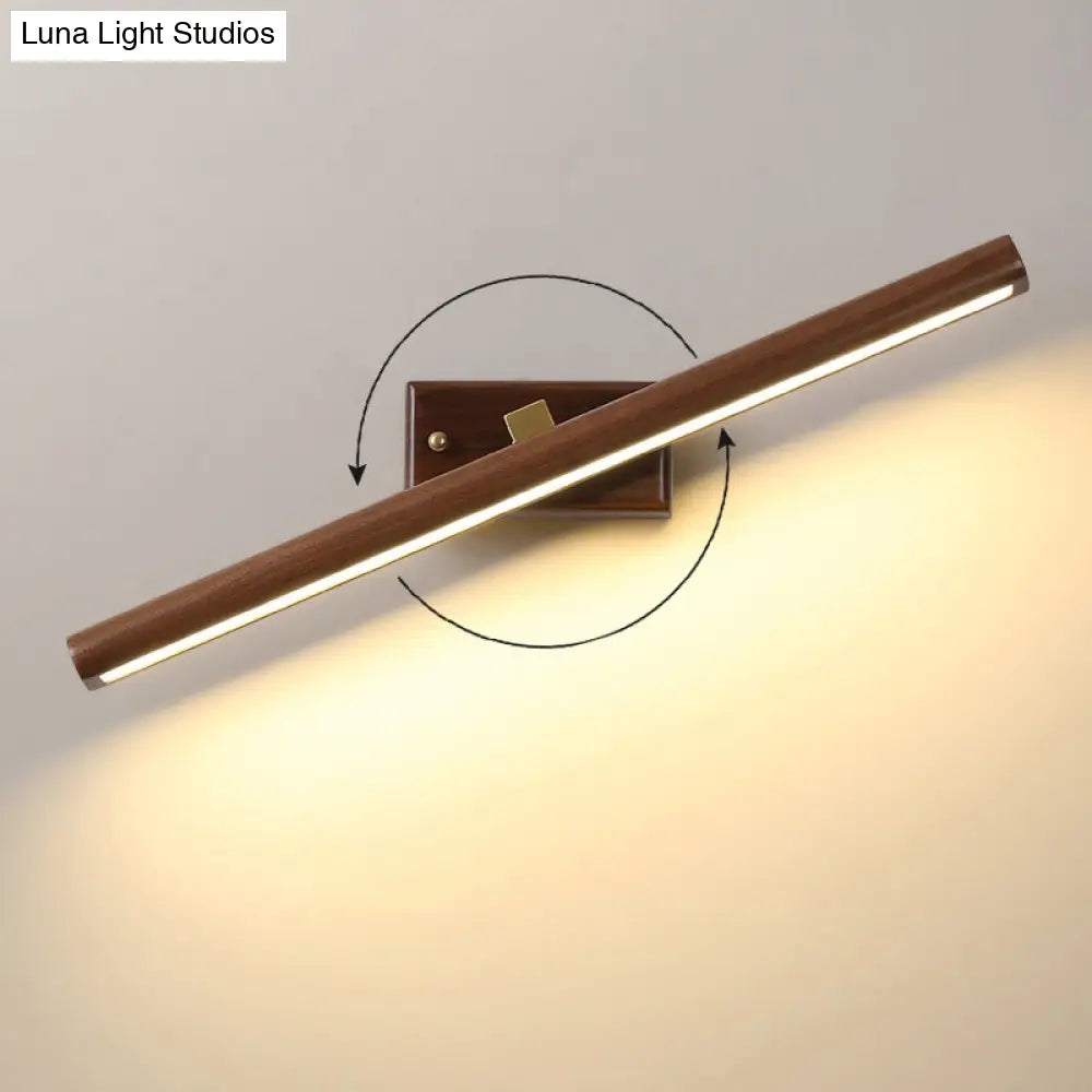 Scandinavische Wandlamp met Houten Accenten en Acryl Kap – Moderne LED Badkamerverlichting in Donker Hout | Sansoti