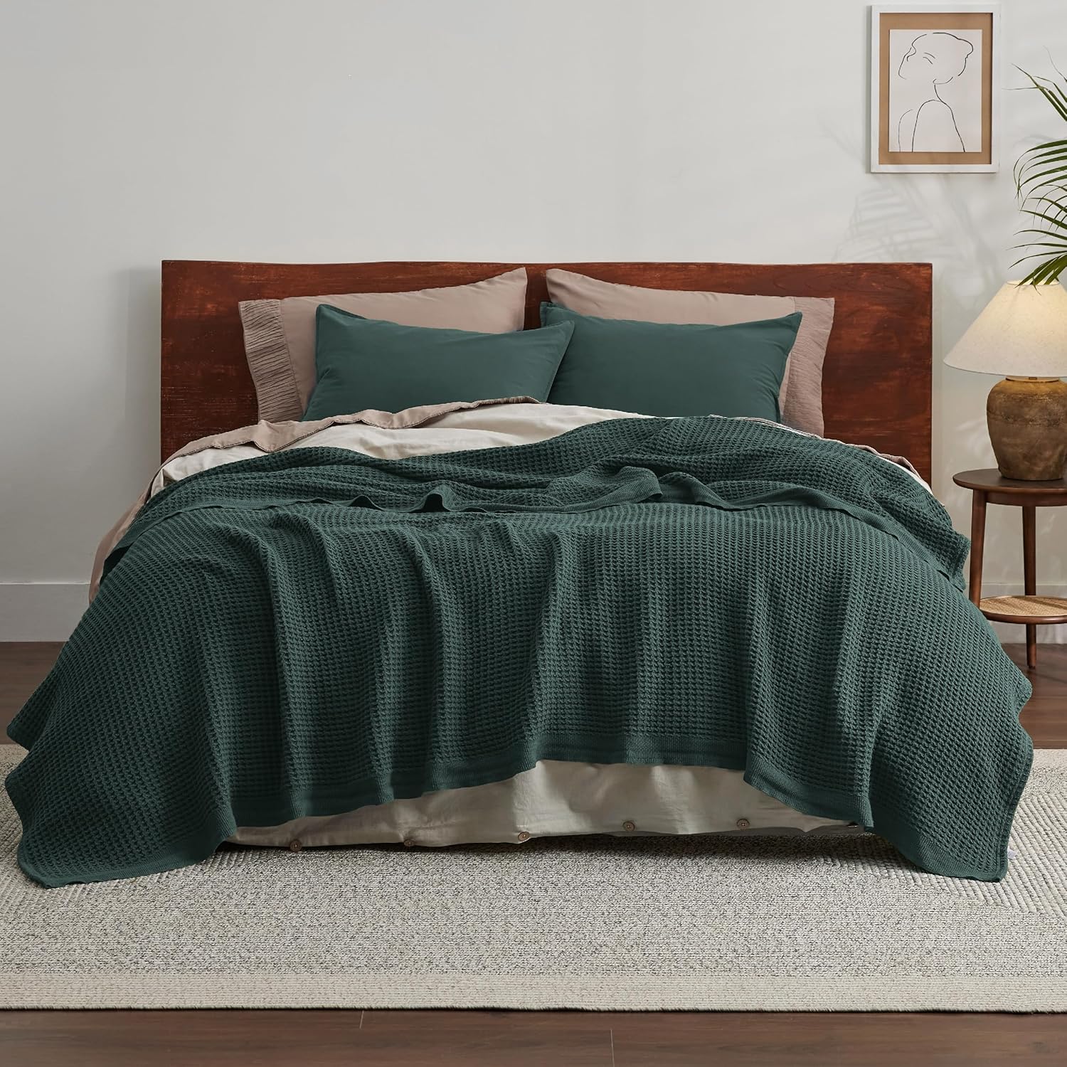 Lichtgewicht Katoenen Wafelplaid Tweepersoonsbed Zacht Ademend Deken Scandinavisch Design 90x90 cm Woonkamer | Sansoti