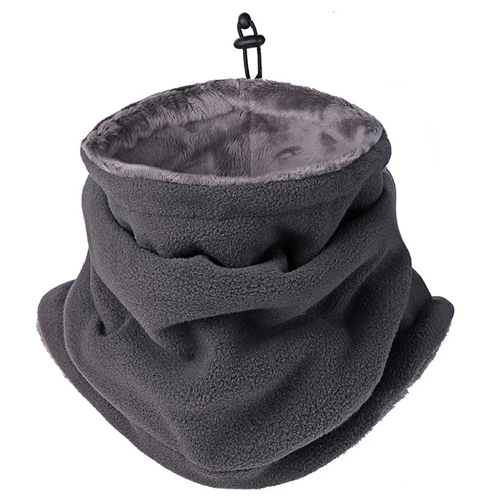 Fleece Bivakmuts met Nekwarmer Verstelbaar Windbestendig Dubbellaags Wintermasker Unisex Zwart Grijs | Sansoti
