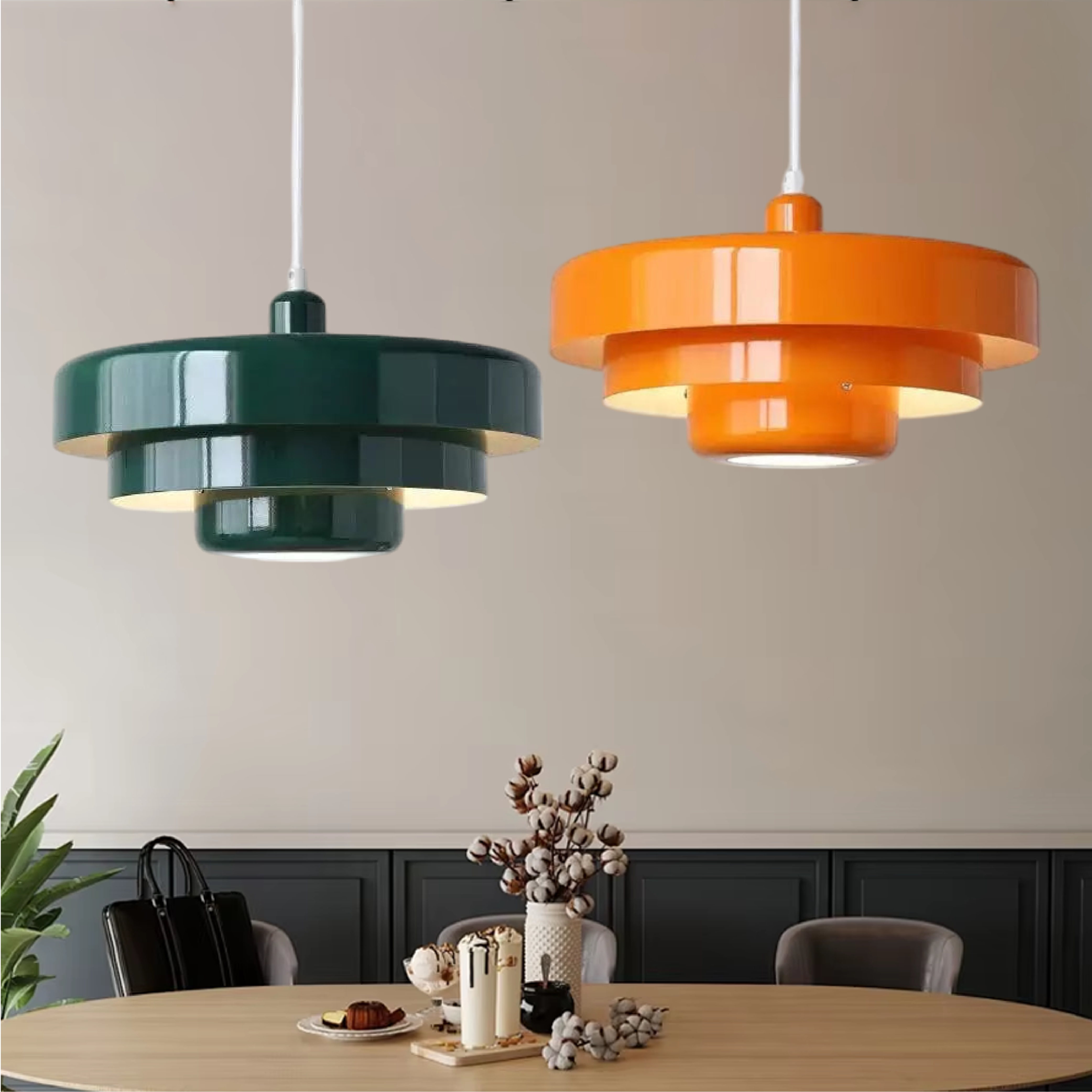 Hanglamp Ijzer Bauhaus Industrieel Oranje Goud Zwart 35cm Pendellamp Eetkamer Slaapkamer | Sansoti