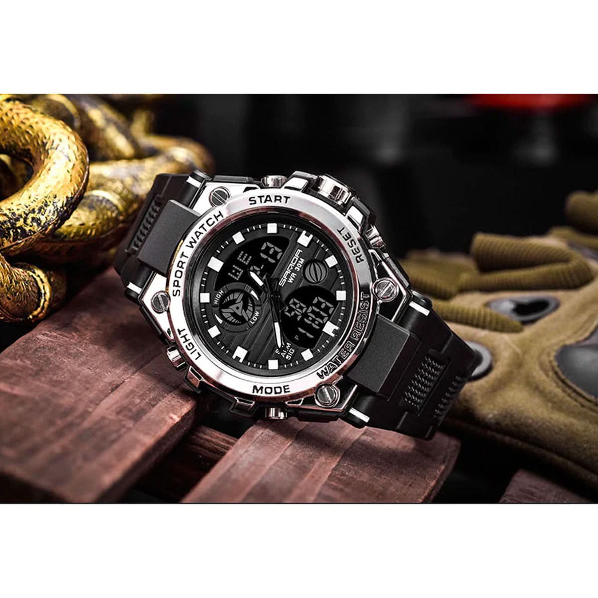 Multifunctioneel Horloge met Analoge en Digitale Display voor Heren | Sansoti