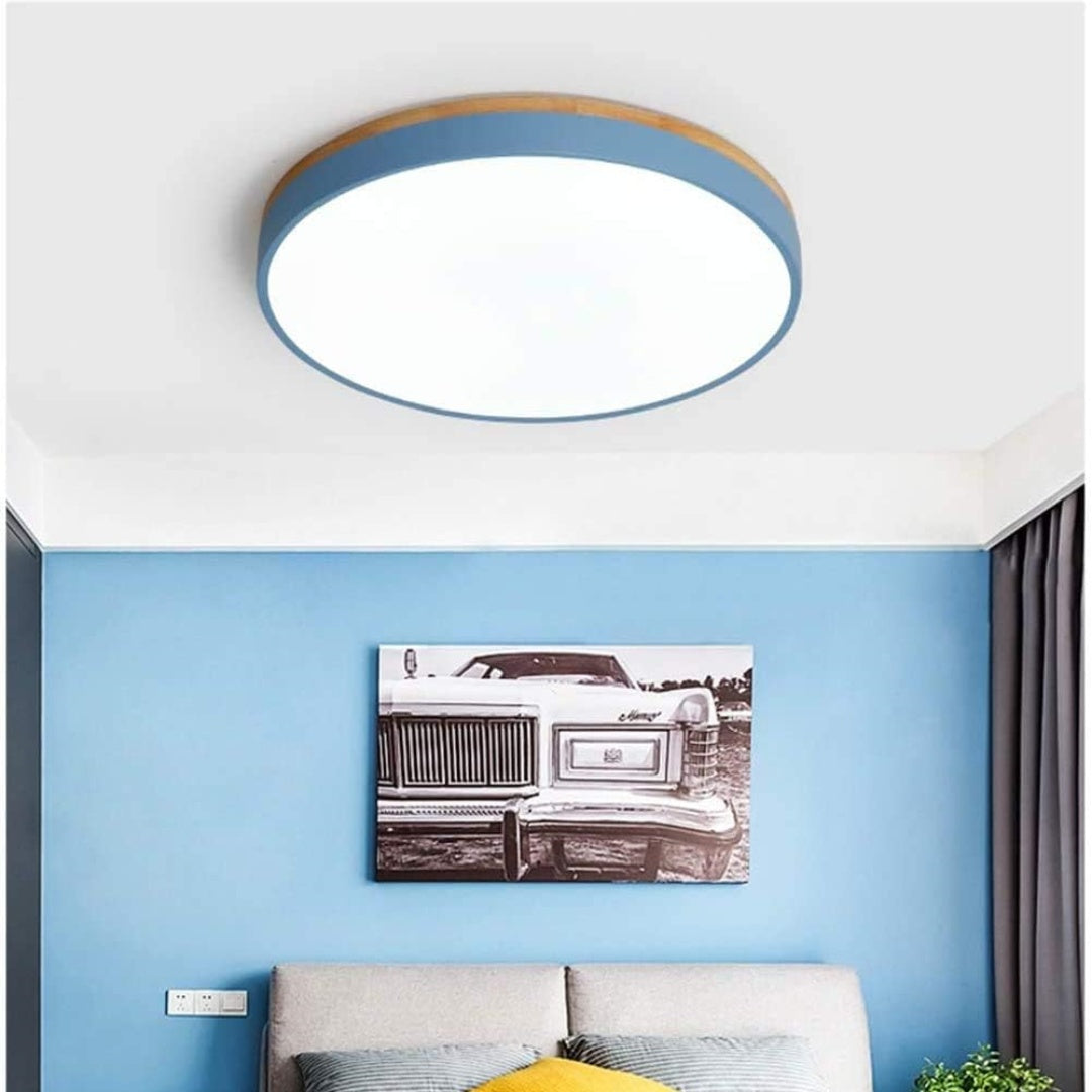 Plafondlamp Hout Rond LED met Acryl – Dimbaar Warm Licht Scandinavisch Design Woonkamer Slaapkamer 30cm 40cm 50cm 60cm | Sansoti