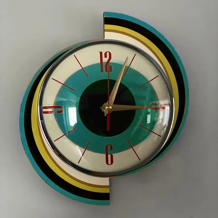 Handmade Wall Clock 40x40 cm Retro Living Room Silent Movement Radiating Design Decorative Battery-Powered Modern | Sansoti