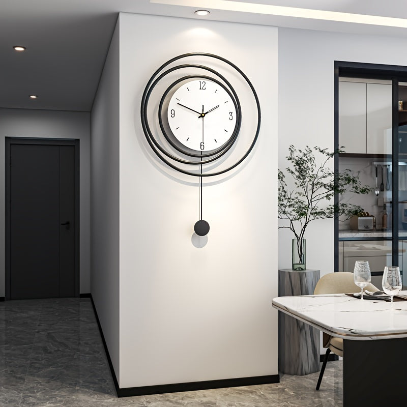 Metalen Wandklok Modern Minimalistisch – 72 cm hoog en 45 cm breed met Stil Uurwerk – Zwarte Muurdecoratie voor Woonkamer Kantoor | Sansoti