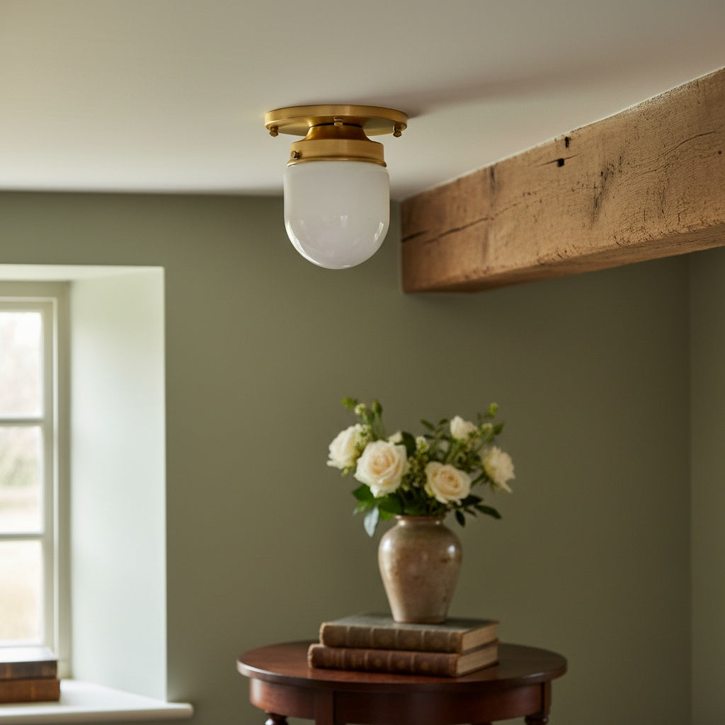 Opaal Glazen Wandlamp & Plafondlamp Dubbelfunctie Modern Design Messing | Sansoti