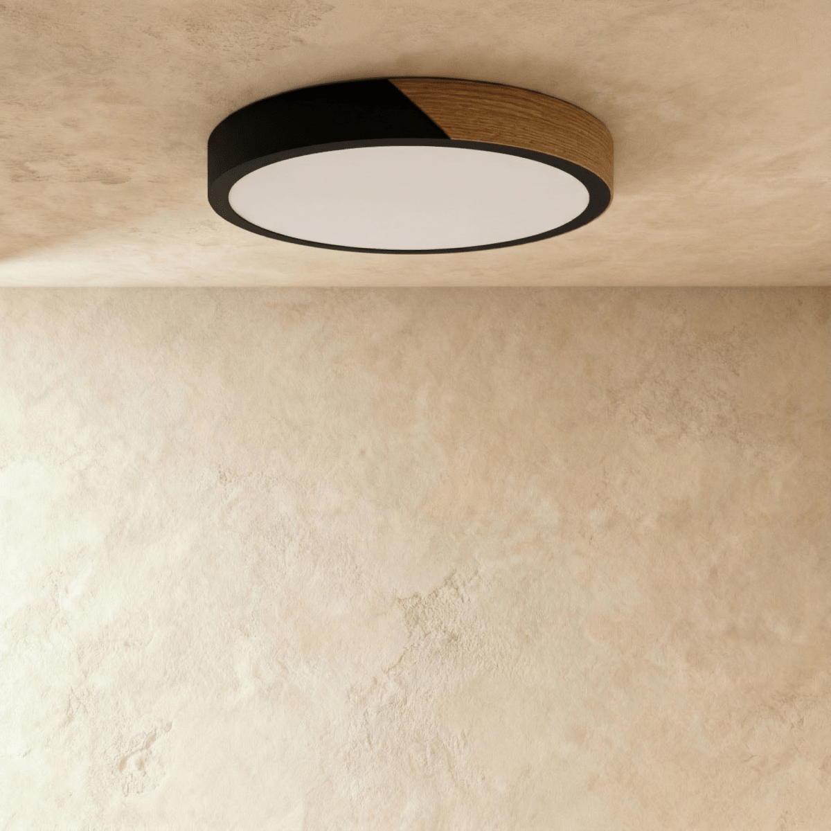 Minimalistische LED-Deckenleuchte mit Holz-Akzenten und sanfter Lichtverteilung | Restfield