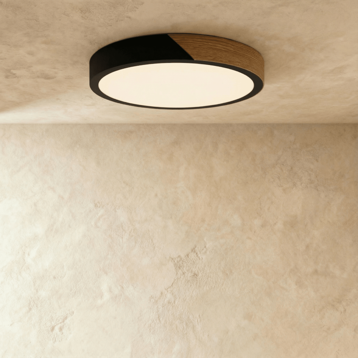 Minimalistische LED-Deckenleuchte mit Holz-Akzenten und sanfter Lichtverteilung | Restfield