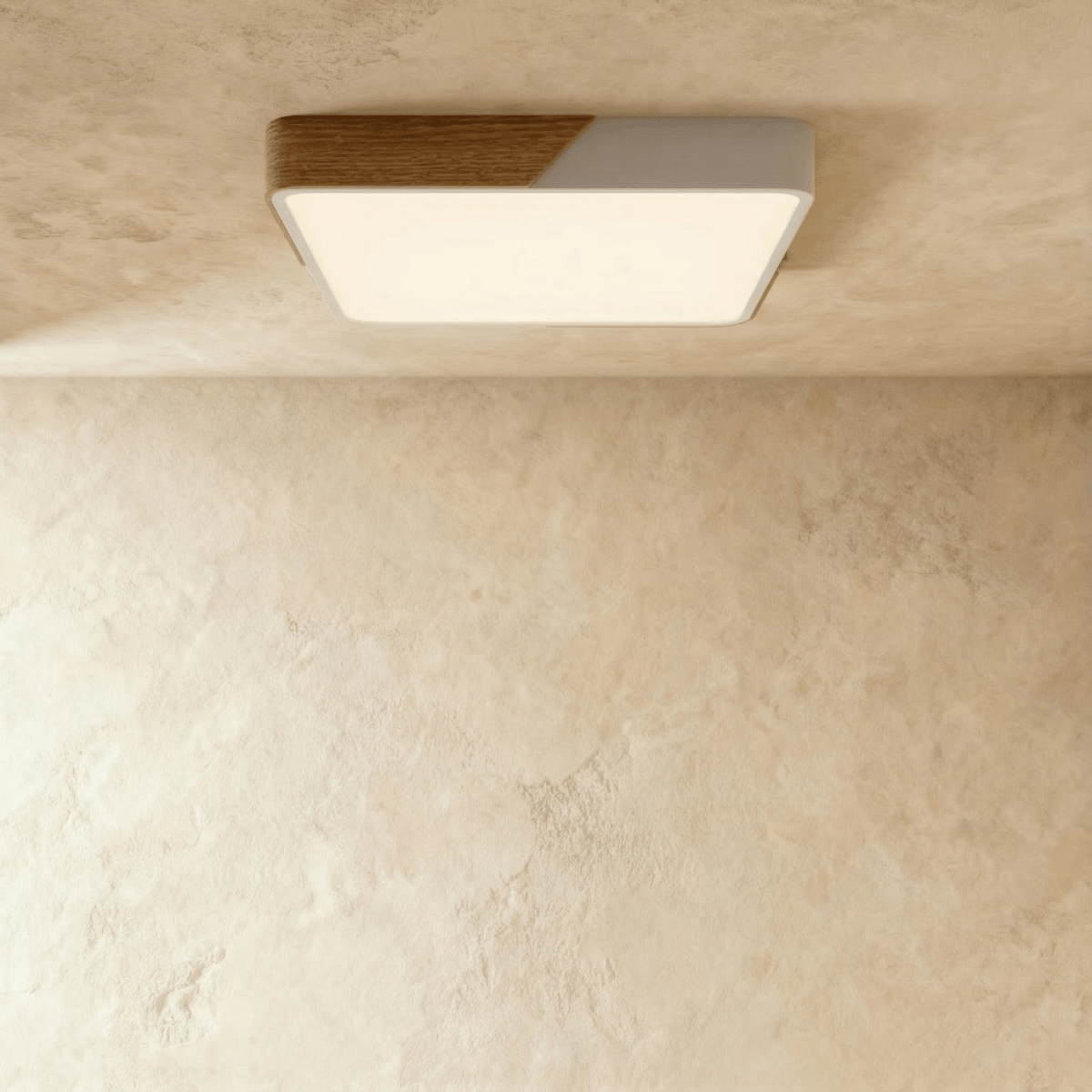 Minimalistische LED-Deckenleuchte mit Holz-Akzenten und sanfter Lichtverteilung | Restfield