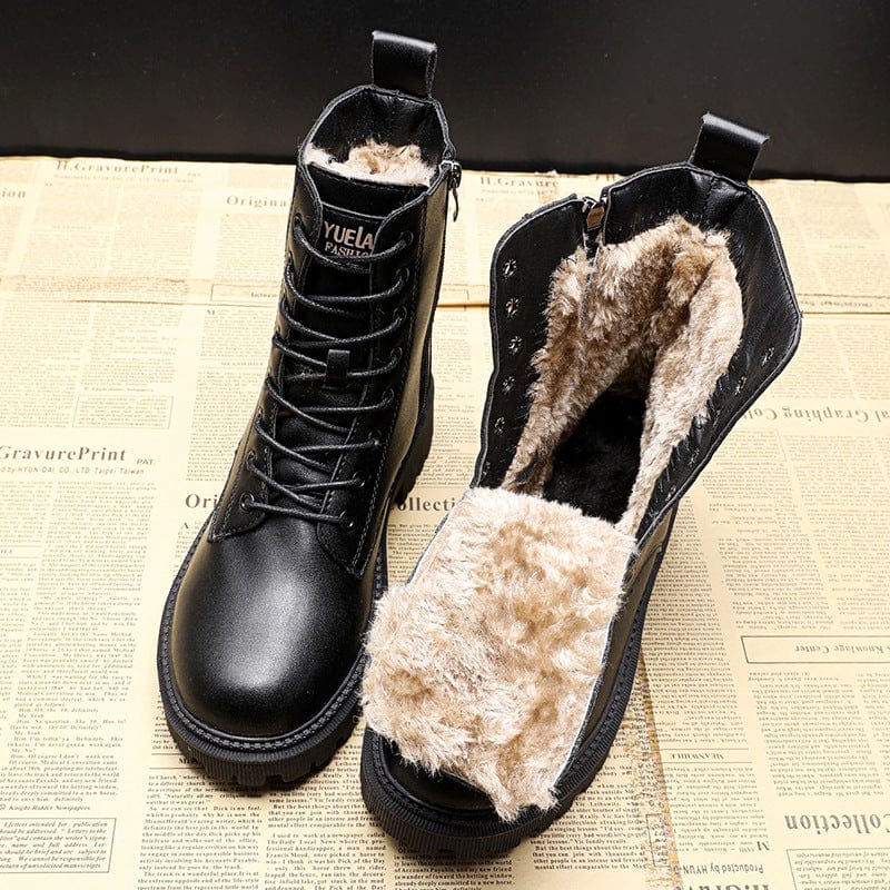 Gefütterte Schnürboots für Damen und Herren Wasserdicht Rutschfest Winter-Wanderschuhe Reißverschluss Outdoor-Schneestiefel | Sansoti