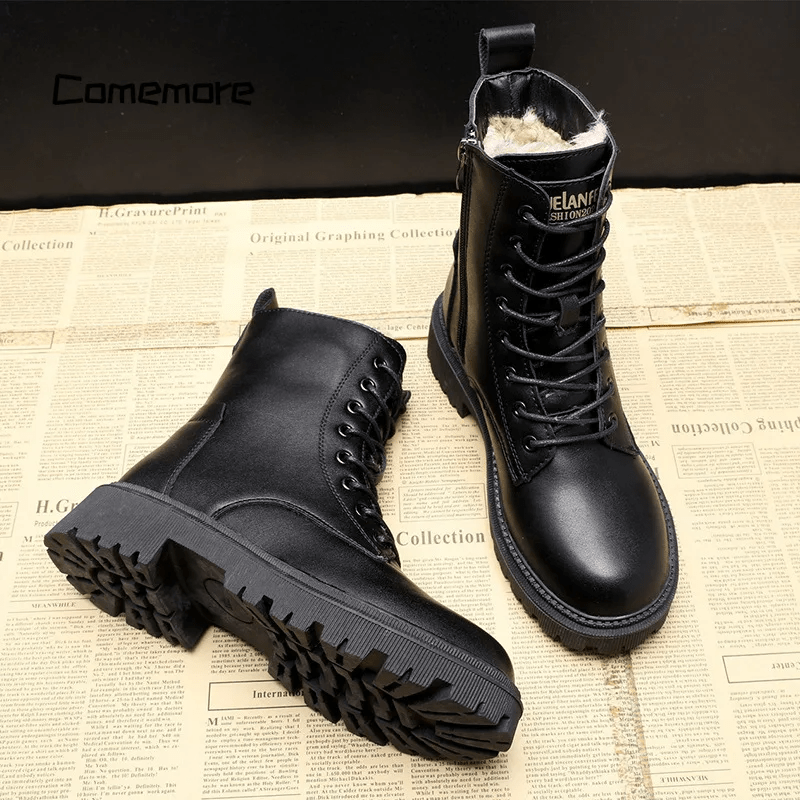 Gefütterte Schnürboots für Damen und Herren Wasserdicht Rutschfest Winter-Wanderschuhe Reißverschluss Outdoor-Schneestiefel | Sansoti
