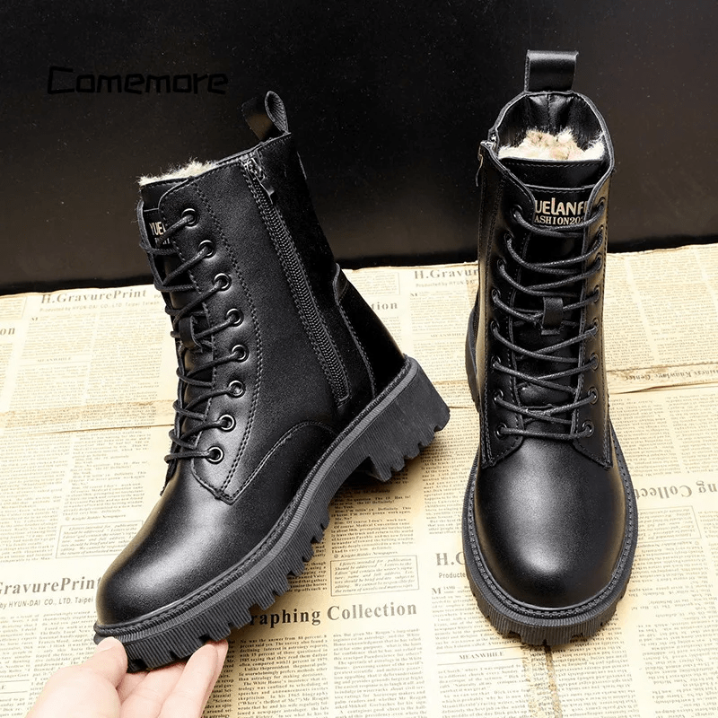 Gefütterte Schnürboots für Damen und Herren Wasserdicht Rutschfest Winter-Wanderschuhe Reißverschluss Outdoor-Schneestiefel | Sansoti