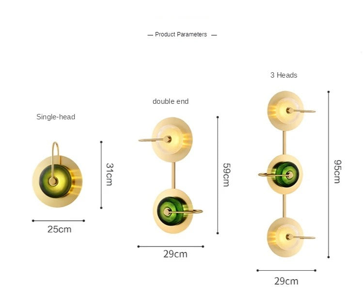 Messing Wandlamp met Glazen Kap - Modern Scandinavisch Design - Groen & Helder Glas - 2 & 3-Lichtpunt Opties | Sansoti