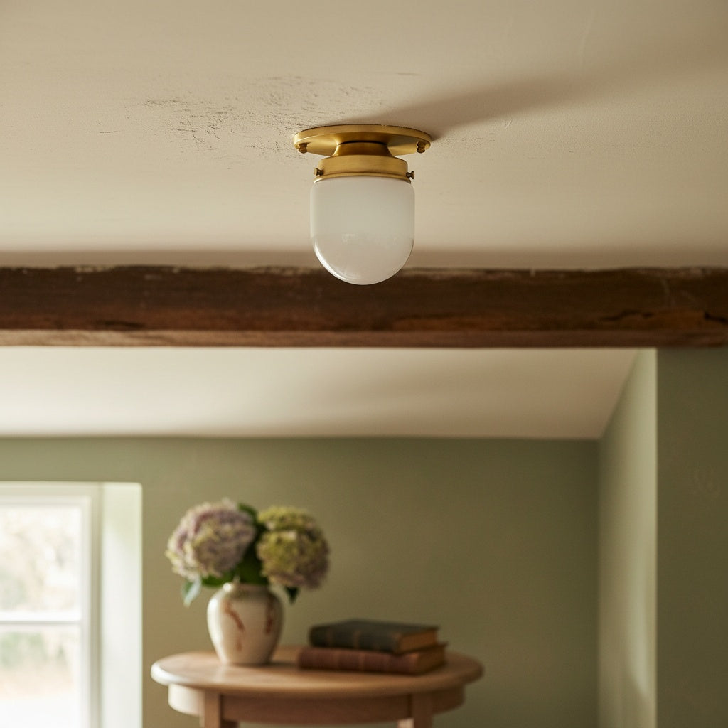 Opaal Glazen Wandlamp & Plafondlamp Dubbelfunctie Modern Design Messing | Sansoti