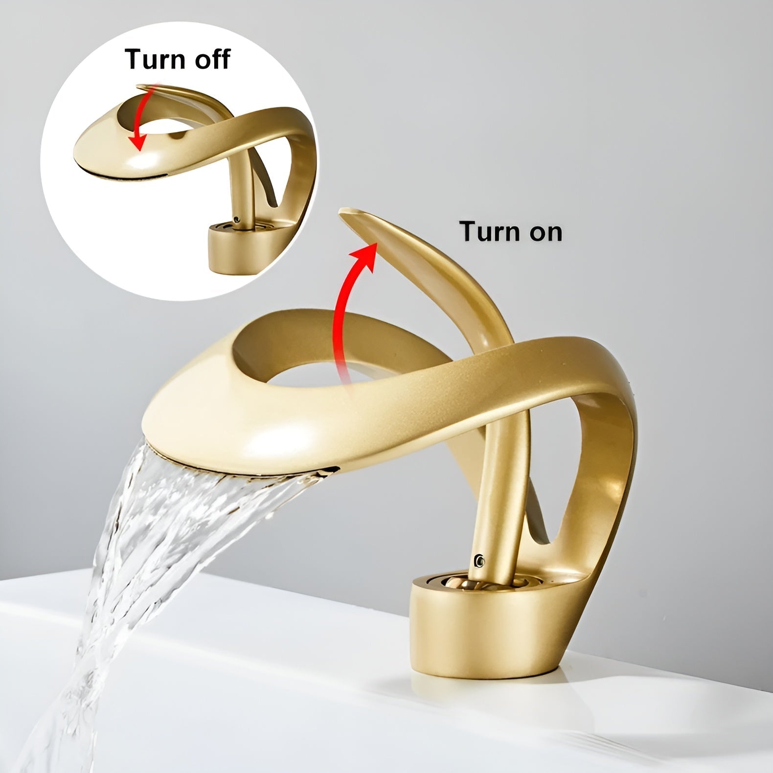 Wastafelkraan Design Waterval Mengkraan Messing Modern | Sansoti