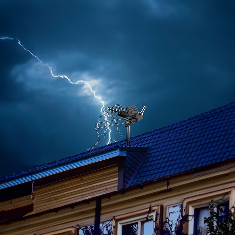 HD-TV-Außenantenne 360° drehbar mit Montagepfosten, digitale Sender, große Reichweite, Outdoor-Antenne, wetterfest | Sansoti