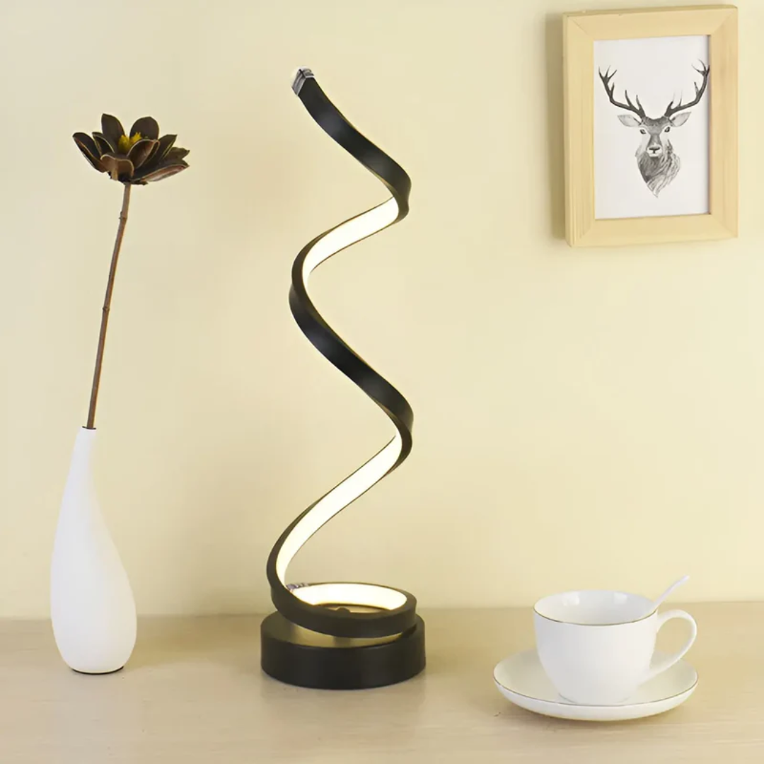 Dimbare Moderne Spiraalvormige Tafellamp 19W – Stijlvolle Gebogen Bureaulamp met Zachte Verlichting en Energiezuinige LED voor Thuis en Kantoor | Sansoti