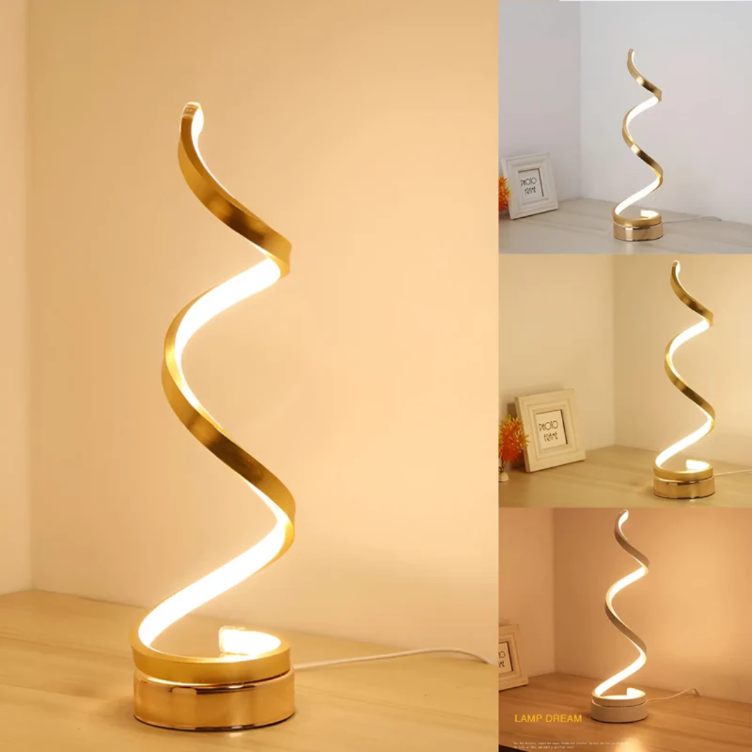 Dimbare Moderne Spiraalvormige Tafellamp 19W – Stijlvolle Gebogen Bureaulamp met Zachte Verlichting en Energiezuinige LED voor Thuis en Kantoor | Sansoti
