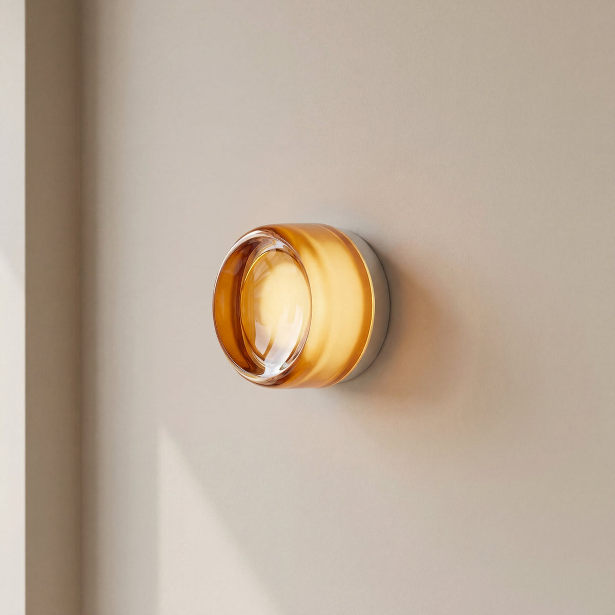 Applique murale ronde LED à intensité variable, éclairage d’ambiance pour chambre, couloir et salon, métal et verre, moderne et minimaliste | Sansoti