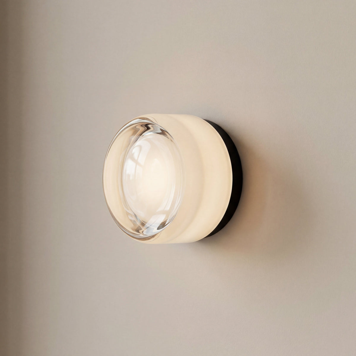 Applique murale ronde LED à intensité variable, éclairage d’ambiance pour chambre, couloir et salon, métal et verre, moderne et minimaliste | Sansoti