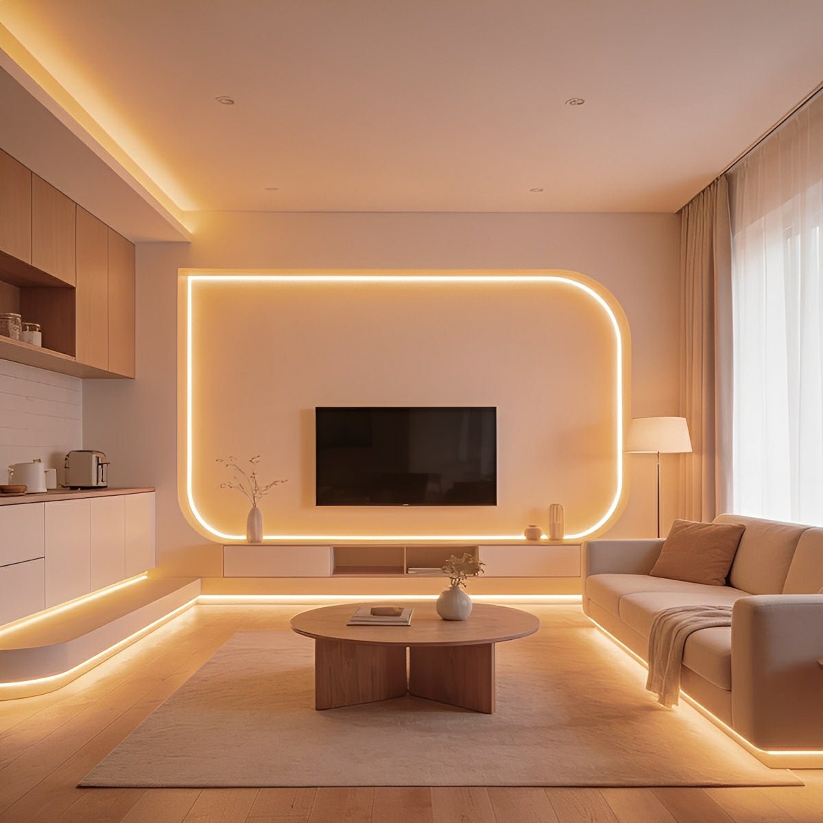 Flexible LED Neon Strip Waterproof IP67 Adjustable Color Temperature Modern Ambient Lighting for Recessed Accent Lighting | Sansoti