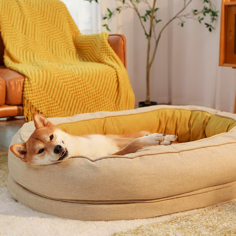 Orthopedisch Hondenmand Donut Rond met Hoge Rand en Antislip Onderkant voor Kleine Middelgrote Grote Honden | Sansoti