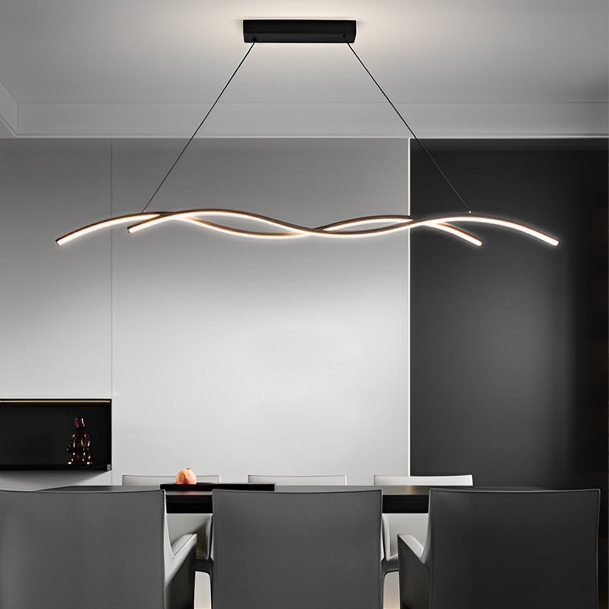 LED Hanglamp Golf Aluminium Zwart Dimbaar Eetkamer Woonkamer Golvende Hanglamp Eettafel Café Pendel Modern | Sansoti