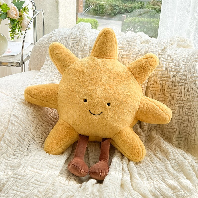 Decoratief Pluche Knuffelkussen met Zon & Maan Gezichtje 33cm of 48cm | Sansoti