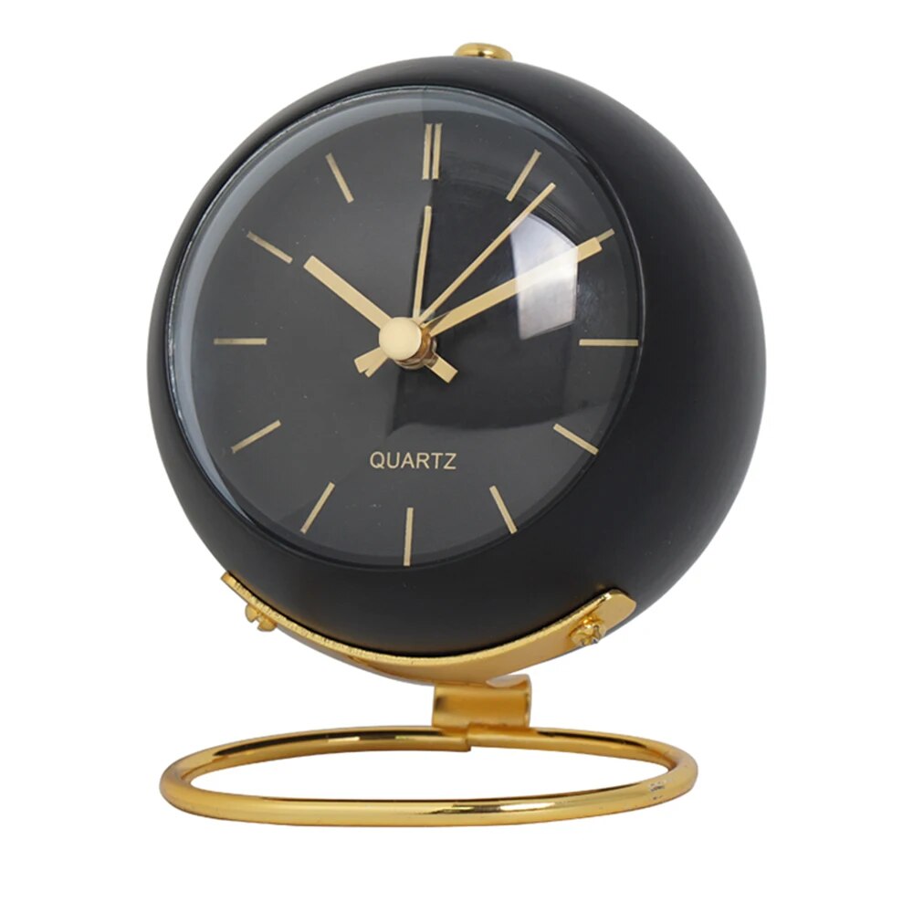 Tafelklok Quartz Metaal Groen Goud Bureau Nachtkastje Analoge Bureauklok Retro Design Woonkamer Slaapkamer | Sansoti