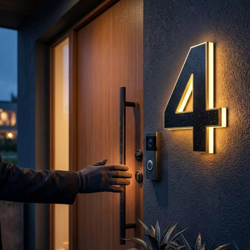 Verlicht Huisnummerbord op Zonne-energie met Automatische LED-Verlichting bij Schemering | Sansoti
