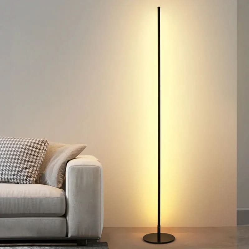 LED Stehleuchte Modern Minimalistisch Schlank 140cm Metall Schwarz Warmweiß 20W Stehlampe Wohnzimmer | Restfield