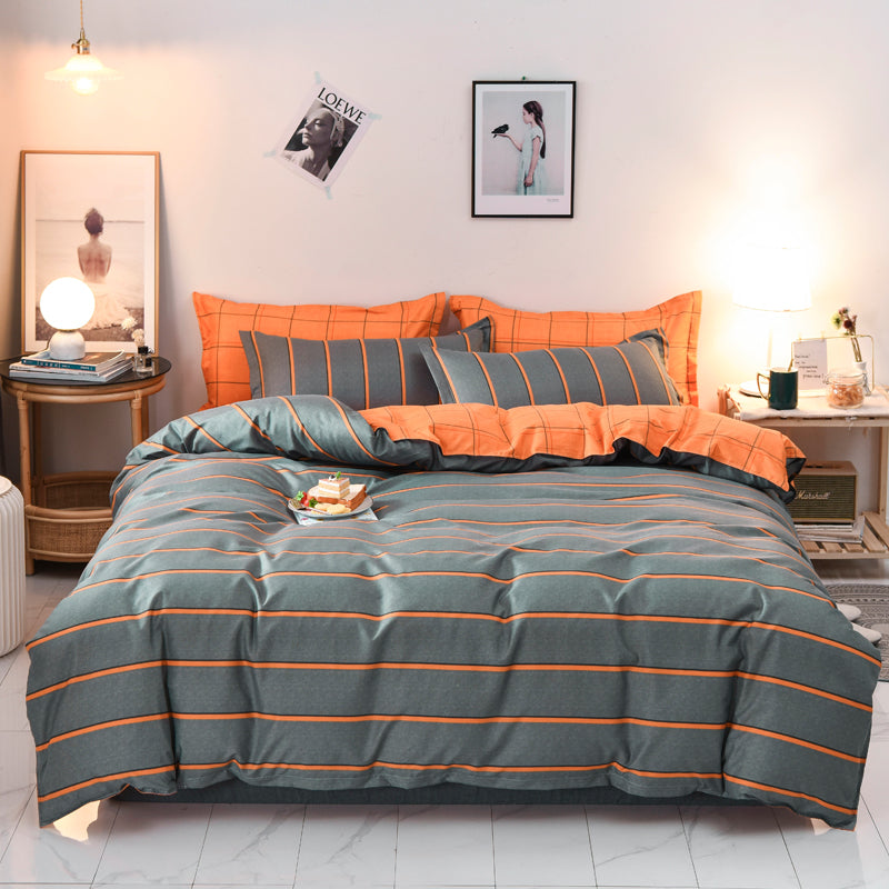 Duvet Cover Abstract Geometric Pattern Blue Orange Zigzag Modern Retro Stylish Soft Single | Sansoti