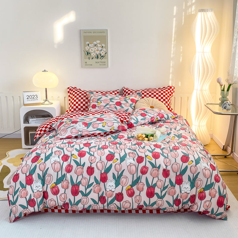 Duvet Cover Abstract Geometric Pattern Blue Orange Zigzag Modern Retro Stylish Soft Single | Sansoti