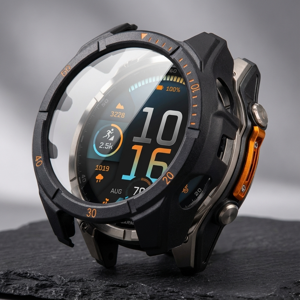 Protective Case for Smartwatch with Tempered Glass Screen Protection 51mm 47mm 43mm Black Transparent Watch | Sansoti