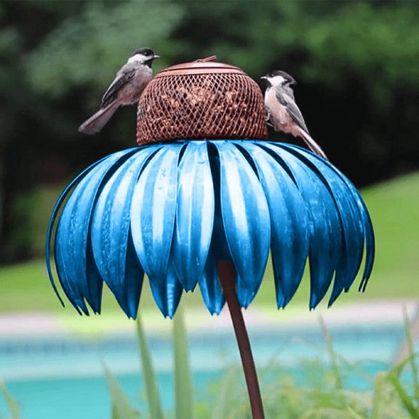 Metallene Vogelfutterstation in Blumenform, 78 cm, zum Aufhängen im Garten, Vogelhaus für Gartendekoration und Outdoor-Feiern | Sansoti