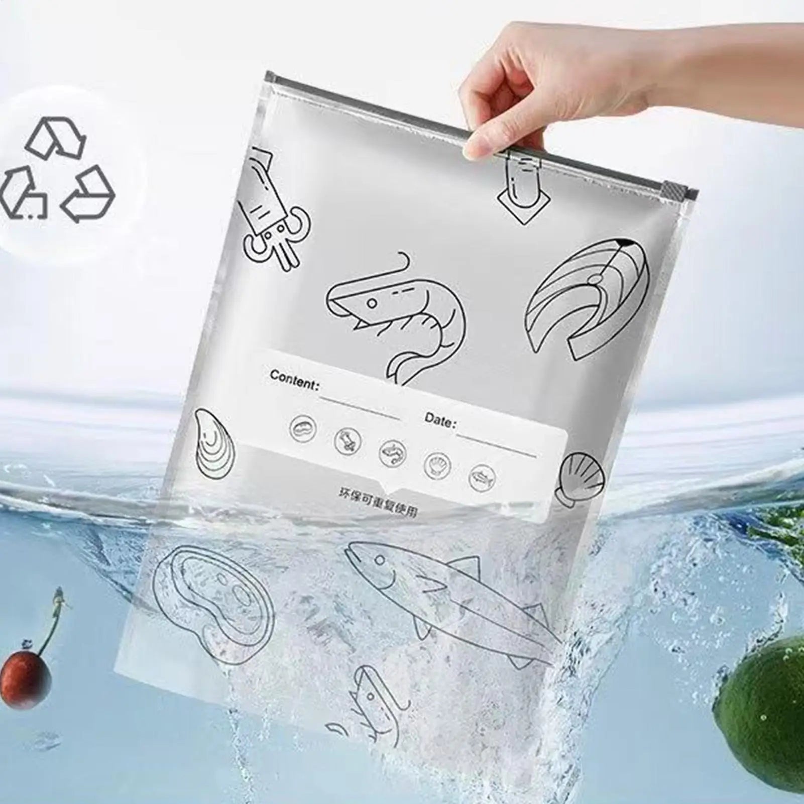 Herbruikbare Vershoudzakken met Zip-Sluiting Aluminium 20 Stuks Set voor Groenten Fruit Snacks Koelkast | Sansoti