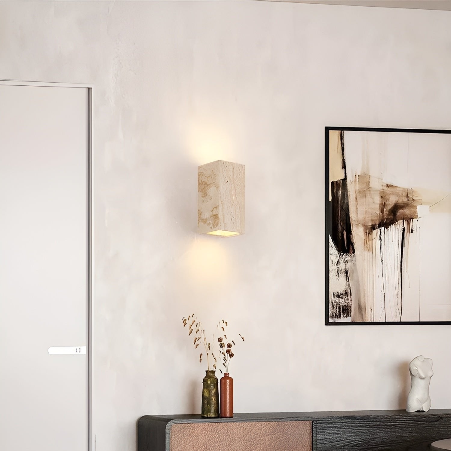 Buitenlamp Travertin Steen Up Down LED IP65 3000K Gevel | Sansoti