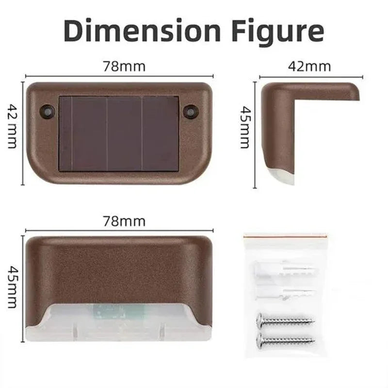 Zonnetuinlampjes Set 8 Stuks Trapverlichting Automatisch Warm of Koud Licht LED 0,5W PVC Waterdicht voor Trappen Terrassen Tuinpaden Zonne-energie Draadloos Schemeringssensor | Sansoti
