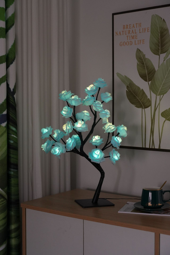 LED Decoratielamp Warm Wit 24 Bloemen Tafel- of Vloerlamp Bloemverlichting voor Woonkamer Kantoor Slaapkamer | Sansoti