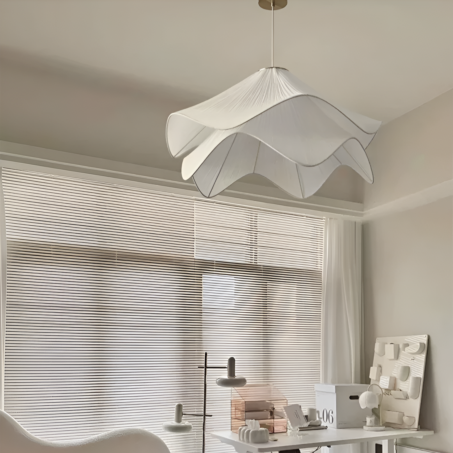 Hanglamp Japandi Stof Rond Scandinavisch Design E27 40-80cm Warm Licht | Sansoti