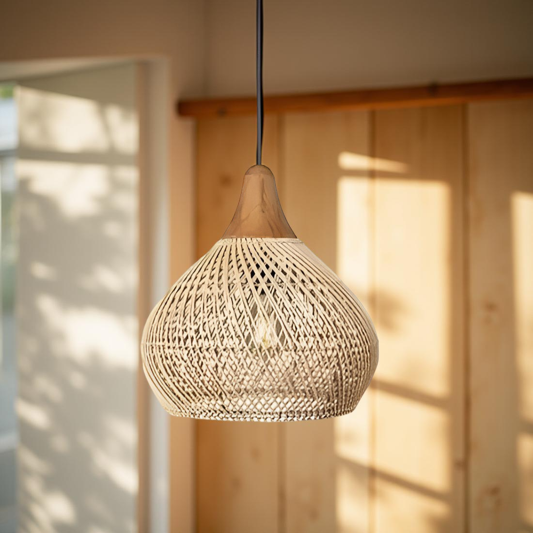 Rotan Hanglamp Boho Natuur Ø40 Ø50 Ø60 Zwart Of Naturel LED | Sansoti