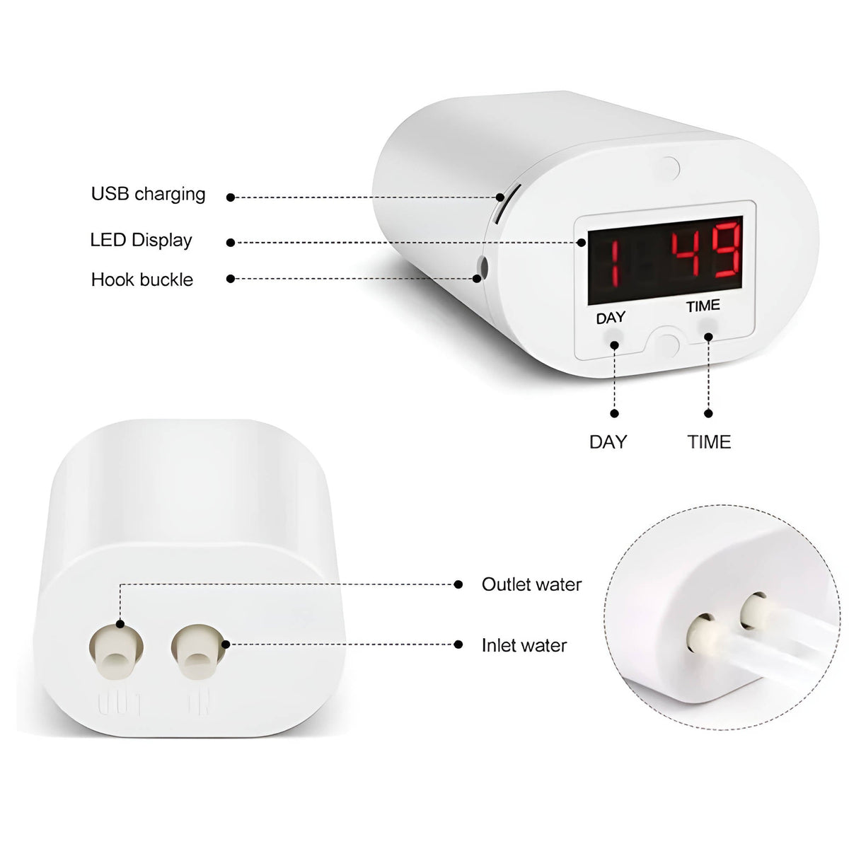 Automatische Wasserpumpen-Zeitschaltuhr für Pflanzenbewässerung, USB-aufladbares LCD-Display, für 2–8 Töpfe, Gartenbewässerung | Sansoti