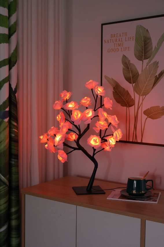 LED Decoratielamp Warm Wit 24 Bloemen Tafel- of Vloerlamp Bloemverlichting voor Woonkamer Kantoor Slaapkamer | Sansoti