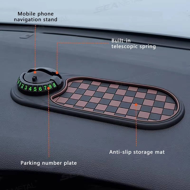 Handyhalterung fürs Auto, Armaturenbrett-Organizer, verstellbar und um 360° drehbar, rutschfest, schwarz-braun, sicher und freihändig | Sansoti