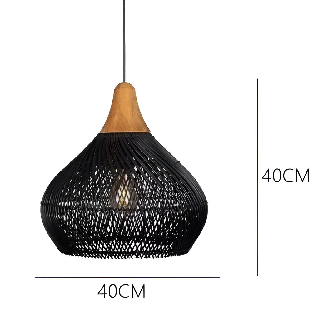 Rotan Hanglamp Boho Natuur Ø40 Ø50 Ø60 Zwart Of Naturel LED | Sansoti