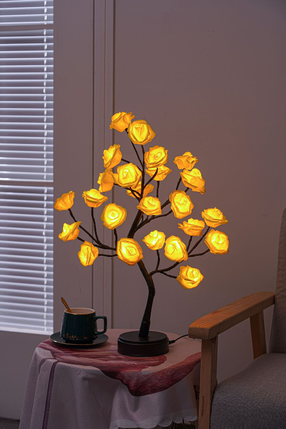 LED Decorative Lamp, Warm White, 24 Flowers, Table or Floor Lamp, Floral Lighting for Living Room, Office and Bedroom | Sansoti