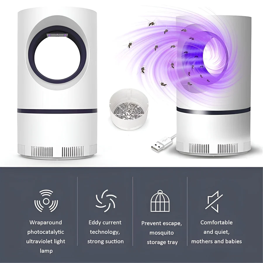 UV-Insectenval voor Binnen en Buiten – Effectieve Muggen- en Vliegenval met Fluisterstil Ventilatorsysteem 30dB | Sansoti