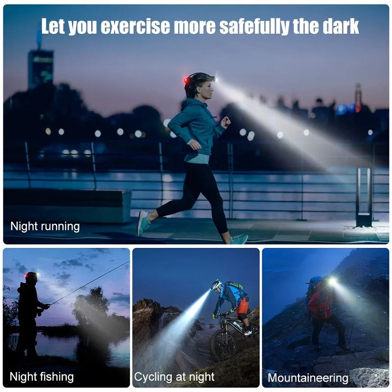 Oplaadbare Hoofdlamp LED 2000 Lumen Verstelbare Zoom Waterdicht Hoofdverlichting voor Outdoor Wandelen Kamperen | Sansoti