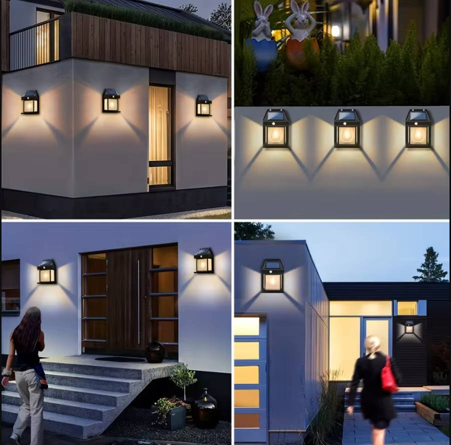 Buitenwandlamp op Zonne-Energie 2 Stuks Bewegingssensor 600 Lumen IP65 Waterbestendig Verstelbaar Tuinverlichting | Sansoti